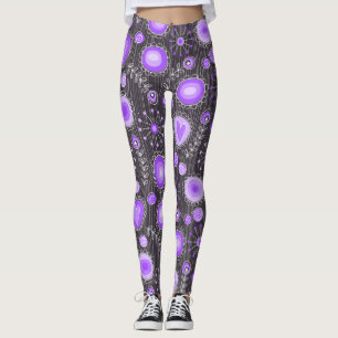 Whimsical lila graues Herz und Blume Blumenname Leggings