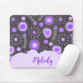 Whimsical lila graues Herz und Blume Blumenname Mousepad (Mit Mouse)