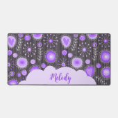 Whimsical lila graues Herz und Blume Blumenname Schreibtischunterlage (Vorderseite)