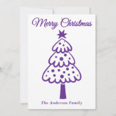 Whimsical Lila Hand gezogen Weihnachtsbaum Feiertagskarte (Vorderseite)
