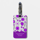 Whimsical lila Herz Blume Blumenname Gepäckanhänger (Rückseite vertikal)