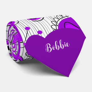 Whimsical lila Herz Blume Blumenname Krawatte