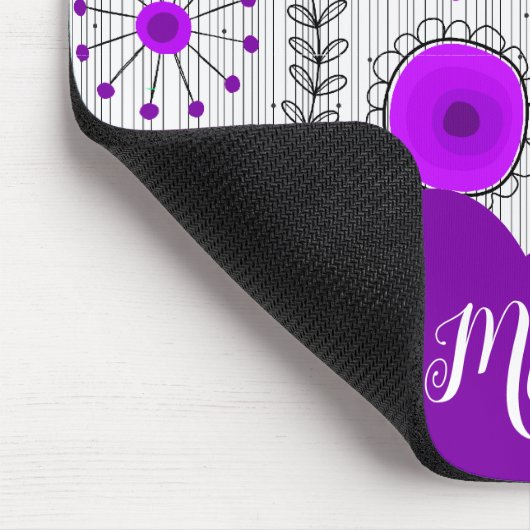 Whimsical lila Herz Blume Blumenname Mousepad (Ecke)
