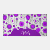 Whimsical lila Herz Blume Blumenname Schreibtischunterlage (Vorderseite)