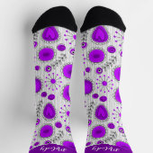 Whimsical lila Herz Blume Blumenname Socken (Oben)