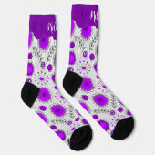 Whimsical lila Herz Blume Blumenname Socken (Rechts)
