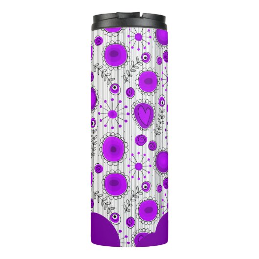 Whimsical lila Herz Blume Blumenname Thermosbecher (Rückseite)