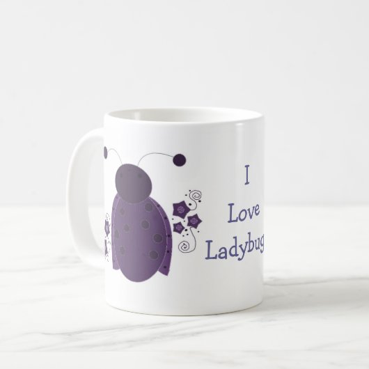 Whimsical Lila Ladybug Kaffeetasse (Vorderseite Links)