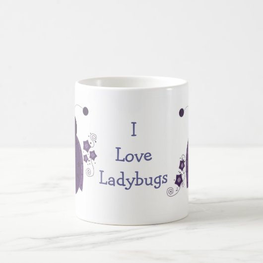 Whimsical Lila Ladybug Kaffeetasse (Mittel)