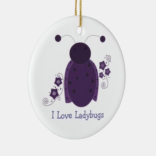 Whimsical Lila Ladybug Keramikornament (Rechts)