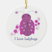Whimsical Lila Ladybug Keramikornament (Vorne)