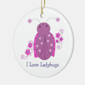 Whimsical Lila Ladybug Keramikornament (Links)