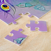 Whimsical Lila Peacock mit Schwanz Feathers Puzzle (Seite)