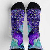 Whimsical Lila Peacock mit Schwanz Feathers Socken (Oben)