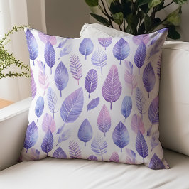 Whimsical Lila Pink Blue Watercolor Blätter Kissen