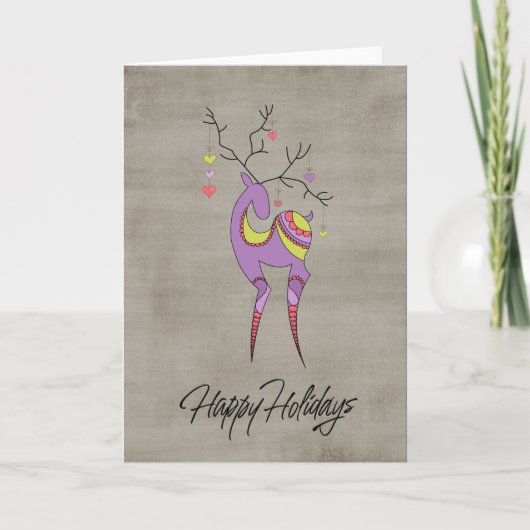 Whimsical Lila Rentier Weihnachten (Vorderseite)