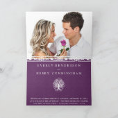 Whimsical Lila Swirl Tree 2 Foto Hochzeit Einladung (Innenseite)