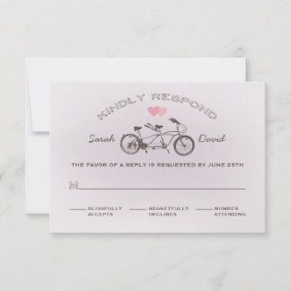 Whimsical Lila Tandem Bicycle RSVP Card Karte