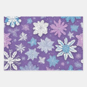 Whimsical Lila und Blue Snowflakes Weihnachten Geschenkpapier Set (Vorderseite)