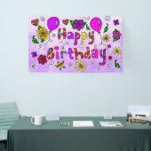 Whimsical Lila und Pink Happy Birthday Girl's Ba Banner (Messeveranstaltung)