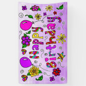 Whimsical Lila und Pink Happy Birthday Girl's Ba Banner (Vertikal)
