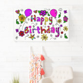 Whimsical Lila und Pink Happy Birthday Girl's Banner (Insitu)