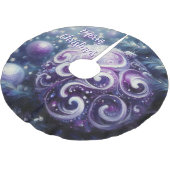 Whimsical Lila White Ornament Wirbel Saison Polyester Weihnachtsbaumdecke (Schrägansicht)