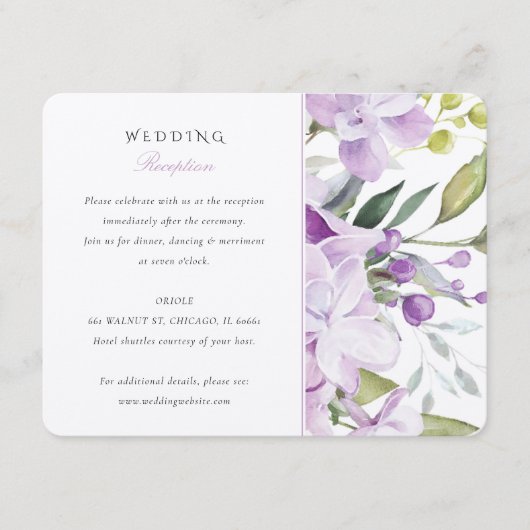 Whimsical Lilac Wedding Reception Einladung (Vorderseite)