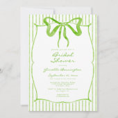 Whimsical Lime Watercolor Bow Stripe Bridal Shower Einladung (Vorderseite)