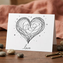 Whimsical Line Art Herz mit "Liebe"