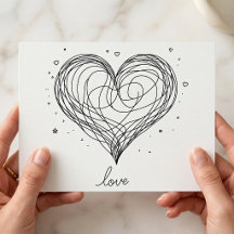 Whimsical Line Art Herz mit "Liebe"