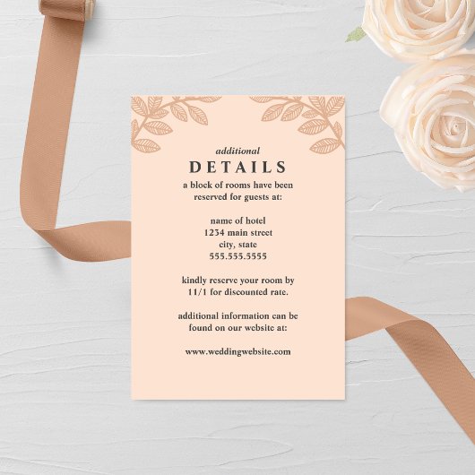 Whimsical Line-Blätter Hochzeitskarte Begleitkarte