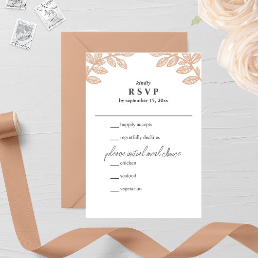 Whimsical Line-Blätter mit RSVP-Karte RSVP Karte