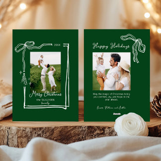 Whimsical Line Drawn Bow Frame Foto Feiertagskarte