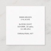 Whimsical Lion Cub Chilcare Business Card Quadratische Visitenkarte (Rückseite)