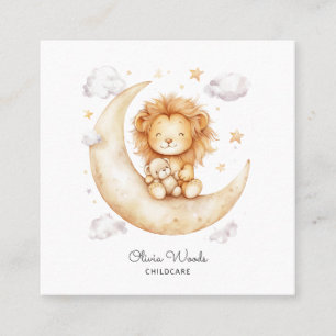 Whimsical Lion Cub Chilcare Business Card Quadratische Visitenkarte