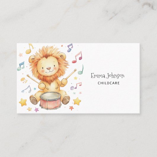 Whimsical Lion Cub Chilcare Business Card Visitenkarte (Vorderseite)