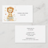 Whimsical Lion Cub Chilcare Business Card Visitenkarte (Vorne/Hinten)
