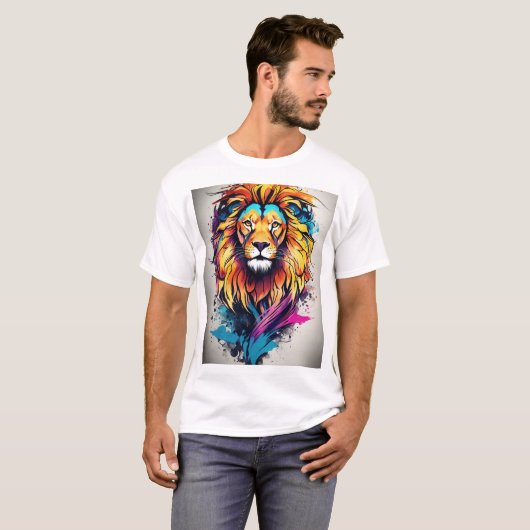 Whimsical Lion Dreamscape T-Shirt (Vorne ganz)