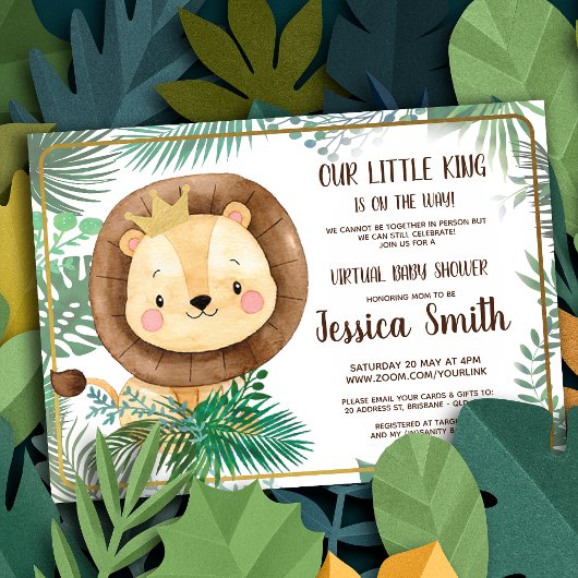 Whimsical Lion Themed Party | Virtual Baby-Dusche Einladung