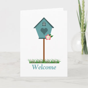 Whimsical Little Birdhouse Welcome Grußkarte Karte