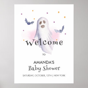 Whimsical Little Boo Halloween Baby Dusche Empfang Poster