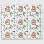 Whimsical Little Brown Bear and forest Blätter Geschenkpapier (Flach)