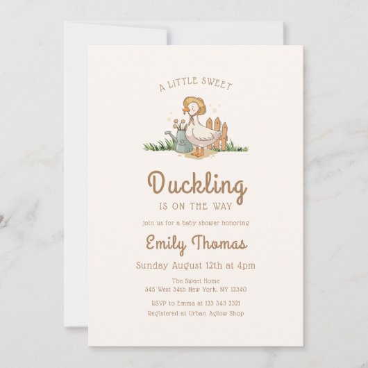 Whimsical Little Duckling Garden Baby Dusche Einladung (Vorderseite)