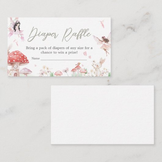 Whimsical Little Fairy Baby Dusche Windel Raffel Begleitkarte (Vorne/Hinten)