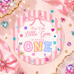 Whimsical Little Gem Geburtstagssticker Runder Aufkleber