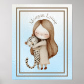 Whimsical Little Girl & Baby Leopard Wall Art Poster (Vorne)