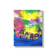 Whimsical Little houses Acrylic von Michael Dooley