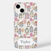 Whimsical Little Houses Illustration Custom Name Case-Mate iPhone Hülle (Rückseite)
