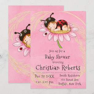 Whimsical Little Ladybug Baby Shower Einladungen